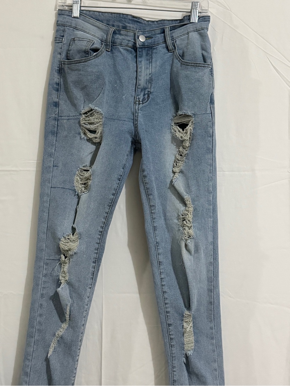 SHEIN Light Blue Skinny Distressed Jeans